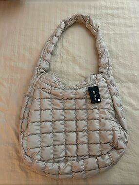 Forever 21 Quilted Puffer Shoulder Bag in Light Beige